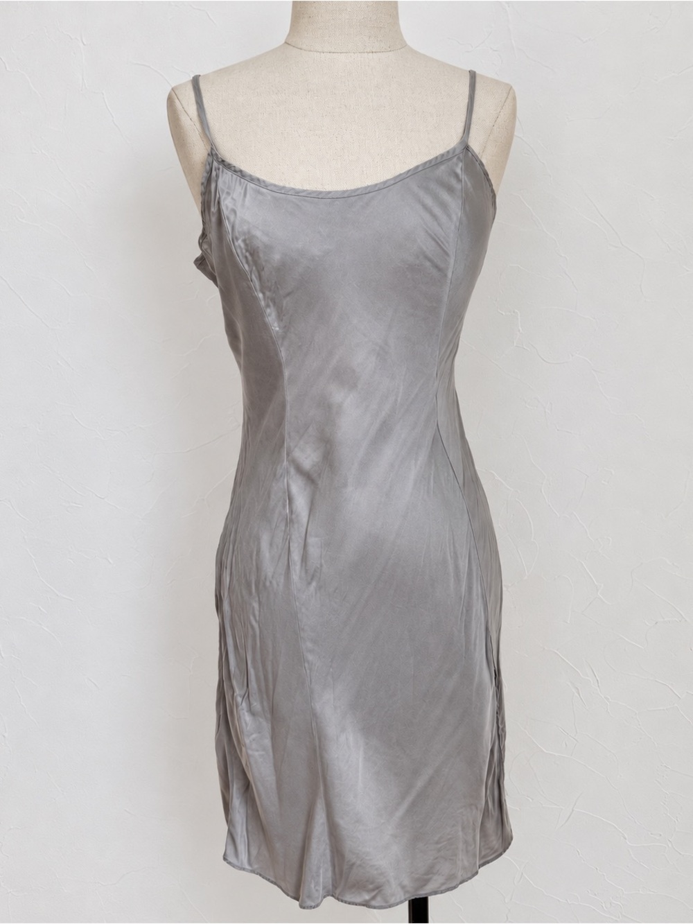 Laura Keith 100% Silk Silver Gray Slip Dress Size M Lingerie